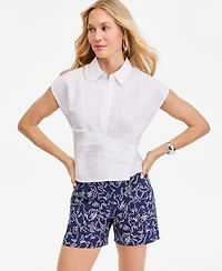 I.n.c. International Concepts Women's Linen-Blend Wrap Blouse, Exclusively at Macy's