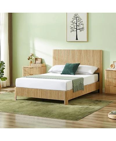 Streamdale Furniture Wooden corrugated curved lines, No Box Spring Needed