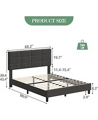 gaomon Queen Linen Upholstered Platform Bed, Adjustable Headboard, Noise-Free Mattress Foundation, Strong Slats, No Box Spring