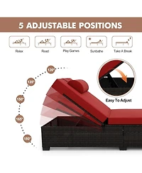 gaomon 2-Piece Outdoor Pe Wicker Chaise Lounge Chairs Adjustable Recliners Patio Pool Loungers with Backrest