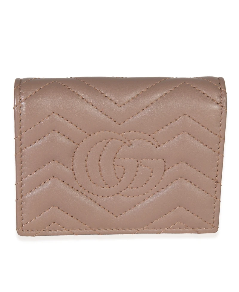 Pre-Owned Gucci Porcelain Rose Matelasse Calfskin Gg Card Case Wallet