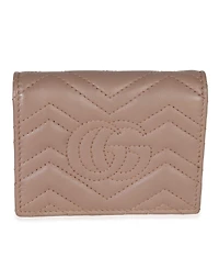 Pre-Owned Gucci Porcelain Rose Matelasse Calfskin Gg Card Case Wallet