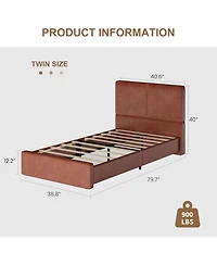 gaomon Upholstered Bed Frame with Headboard, Platform, Wooden Slats, No Box Spring, Noise-Free, Easy Assembly