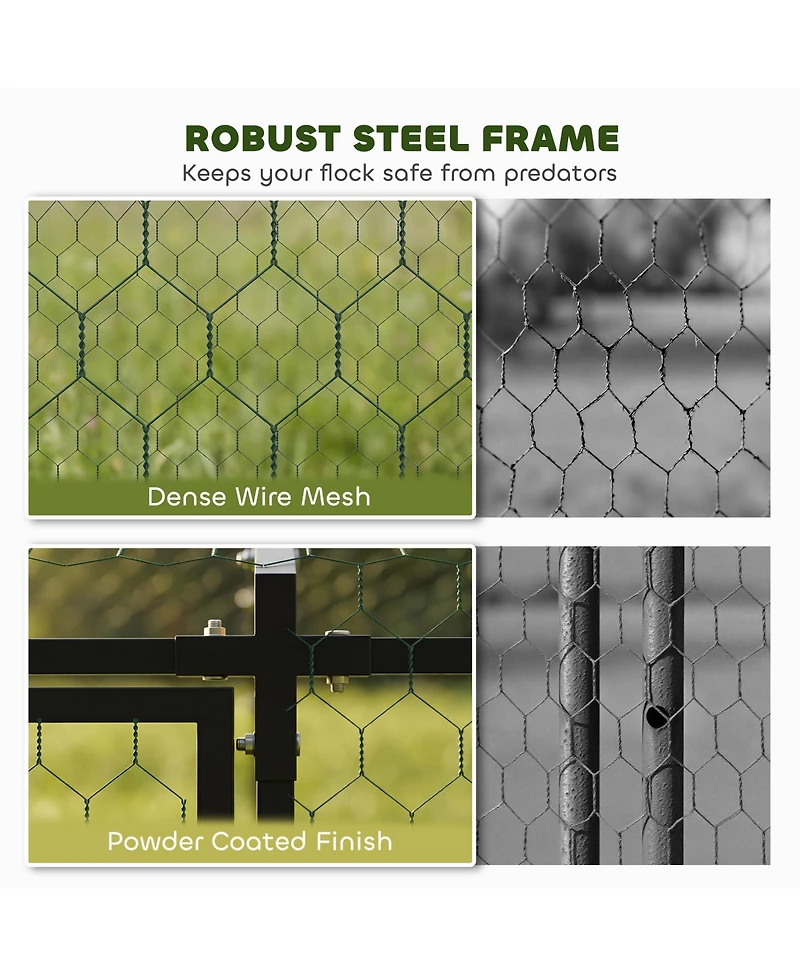 Large Metal Chicken Coop, Chicken Run with Waterproof and Anti-uv Cover