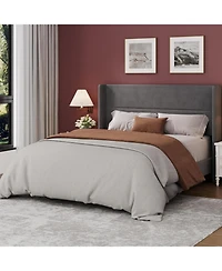 gaomon Soft Upholstered Platform Bed Frame with Wingback Headboard – Sturdy Wooden Slats, Noise-Free, No Box Spring Needed