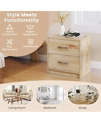 Sugift Two Drawer Nightstand Storage Table for Living Room