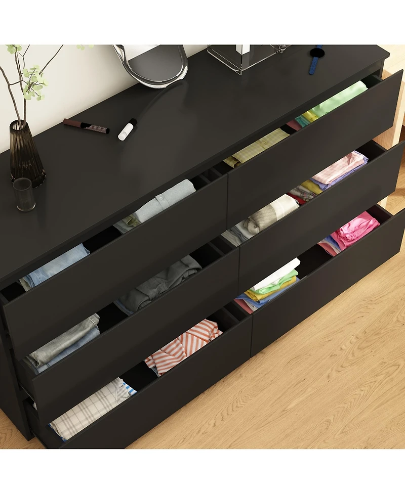 Famapy 6-Drawers Wood Chest of Drawer Cabinet Organizer