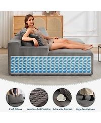 gaomon 80" Oversized Double Chaise Lounge, Cloud Plush Sofa Bed with Deep Seat 4 Pillows