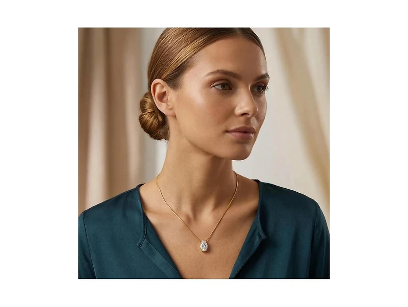 Rivka Friedman 18K Gold Plated Pear Cubic Zirconia Pendant Necklace