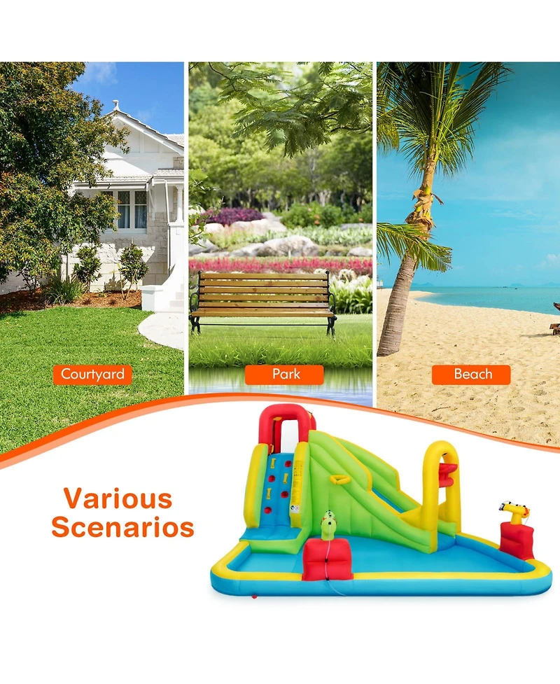 Mecale Outdoor Inflatable Water Bounce House with 480W Blower Included