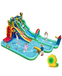 Mecale Giant Inflatable Water Slide Park Bounce House with 950W Blower Included