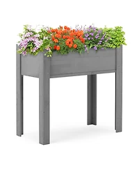 Clihome Raised Garden Bed with Legs, Elevated Wooden Planter Box for Outdoor Plants