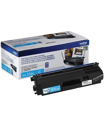 Brother TN336 High Yield Cyan Toner Cartridge, Yield Up to 3500 Pages