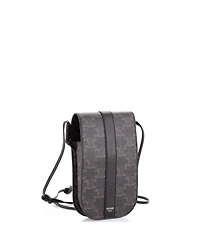 Pre-Owned Celine Phone Pouch Crossbody Triomphe Coated Canvas with Leather