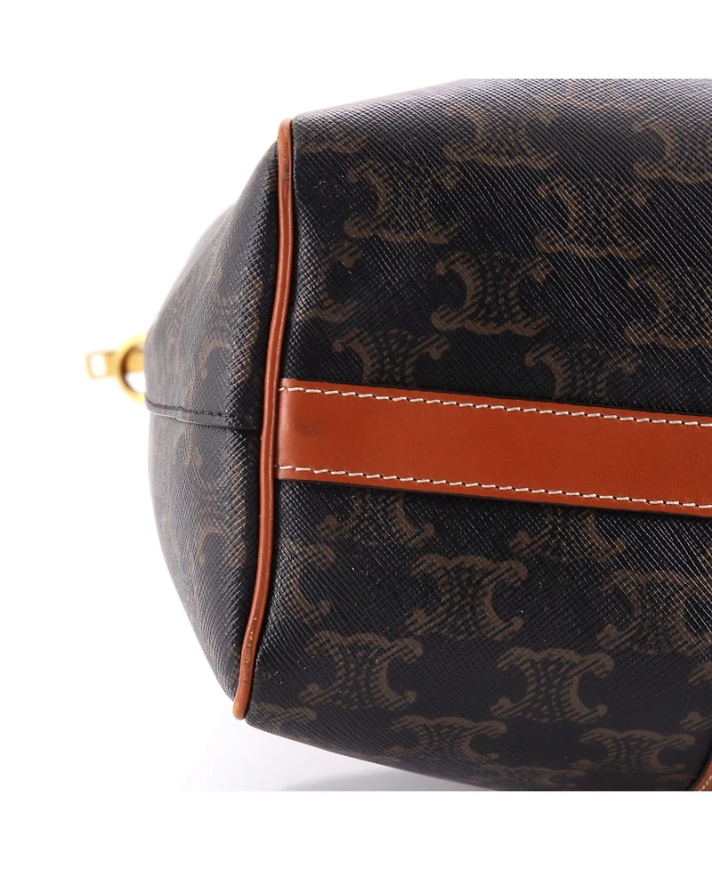 Pre-Owned Celine Vertical Boston Bag Triomphe Coated Canvas