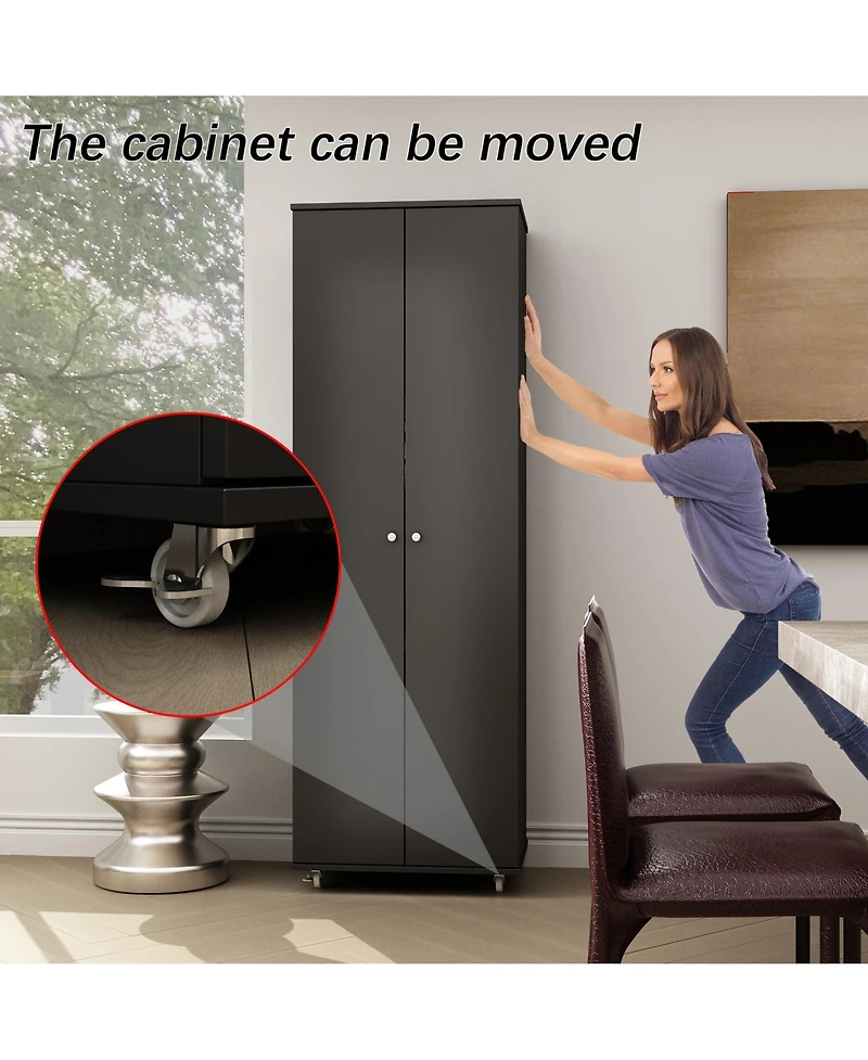 Homsee Wood Bookcase with Adjustable Shelves, 2 Door