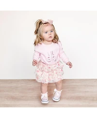 Sweet Wink Baby Girls Lil Sis Embroidered Patch Long Sleeve Romper