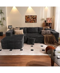 Xizzi 104" No Assembly Required Cloud Sectional Sofa, L-Shape Couch Chaise Lounge with Deep Seat and Wide Armrest for Living Room Bedroom