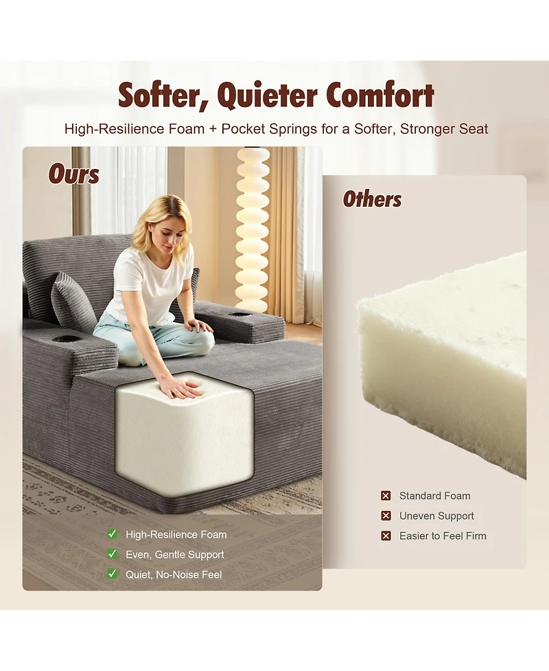 Xizzi Chaise Lounge Chair, Oversized Plush Upholstered Boneless Sofa Bed, Deep Seat Sleeper Cloud Couch for Living Room, No Assembly Required