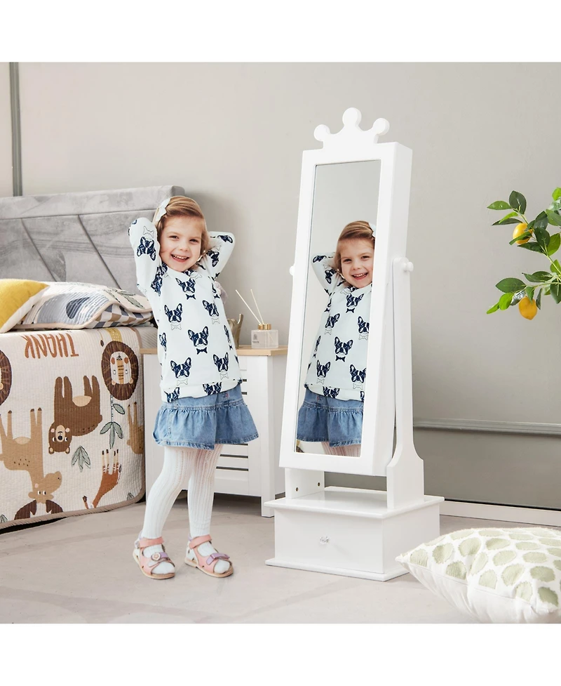 Sugift 2 in 1 Kids Play Jewelry Armoire with Full Length Mirror