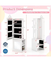 Sugift Princess Vanity Table and Stool Jewelry Armoire with Mirror