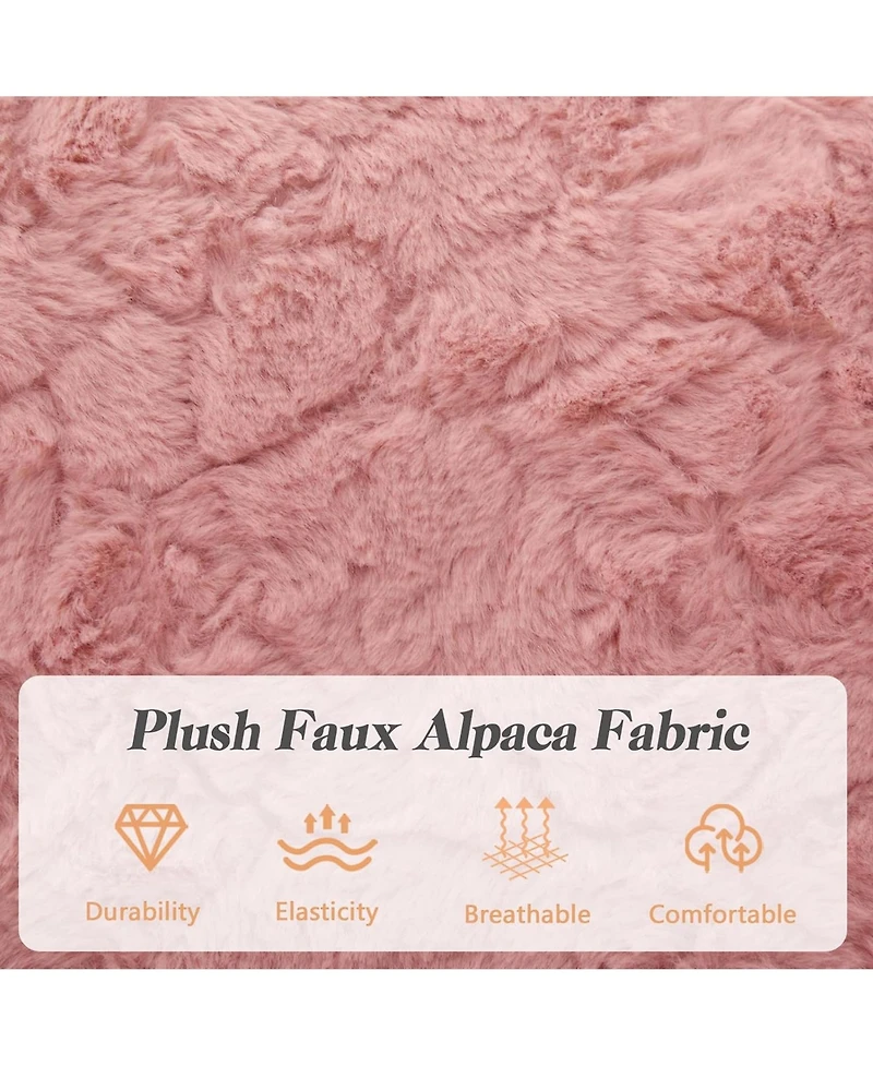 Rainsken Faux Fur Criss Cross Office Chair - Adjustable Swivel Desk Chair with Extra-Deep Seat and 2-Layer Cushions for Study Room