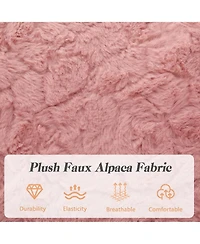 Rainsken Faux Fur Criss Cross Office Chair - Adjustable Swivel Desk Chair with Extra-Deep Seat and 2-Layer Cushions for Study Room