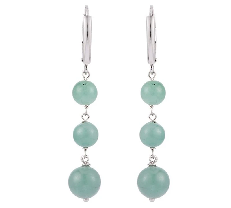 Macy's Green Jade Earrings in Sterling Silver