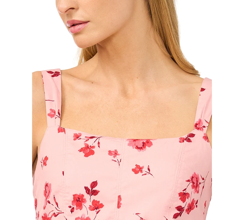 CeCe Women's Sleeveless Floral Square Neck Midi Dress