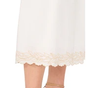 CeCe Women's Smocked-Waist Embroidered A-Line Midi Skirt