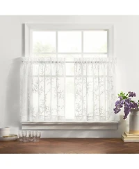 Ellis Curtain Brewster 100% Polyester Embroidered Sheer Rod Pocket Tiers 70" x 36"