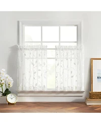 Ellis Curtain Chatham 100% Polyester Embroidered Sheer Rod Pocket Tiers 70" x 24"