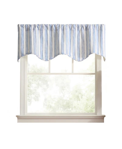 Ellis Curtain Saratoga Stripe 100% Cotton Scallop Poly-Cotton Lined Rod Pocket Valances 50" x 16"