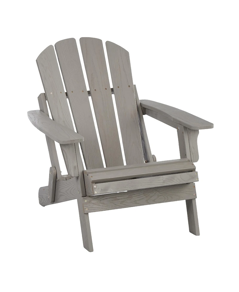 Clihome Wooden Oversize Outdoor Folding Adirondack Chair with BackRest & SeatBoard, Wood Patio Chair