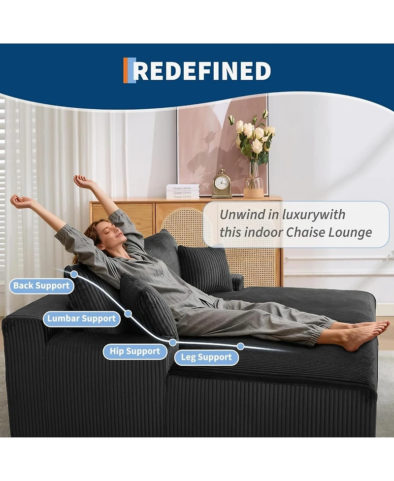 gaomon 80" Oversized Double Chaise Lounge
