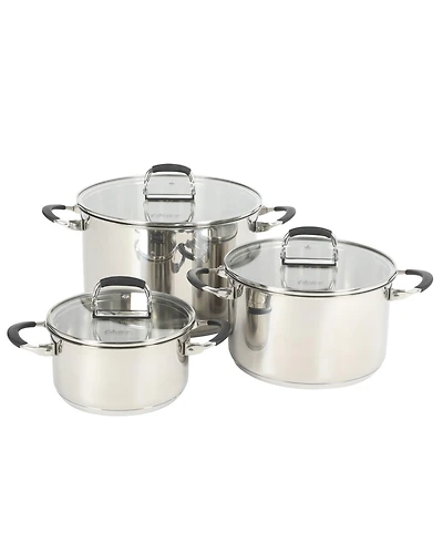 Oster Silverbolt 6 Piece Stackable Space-Saving Dutch Oven Sauce Pan Cookware Set