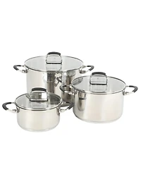 Oster Silverbolt 6 Piece Stackable Space-Saving Dutch Oven Sauce Pan Cookware Set