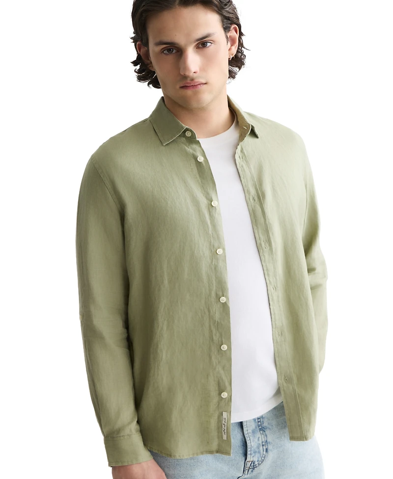 Scotch & Soda Men's Long-Sleeve Regular-Fit Linen Collared Shirt