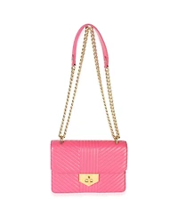 Pre-Owned Prada Pink Calfskin Turn Lock Chain Flap Bag