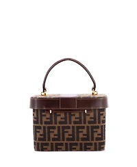 Pre-Owned Fendi Small Vintage Lock Top Handle Vanity Bag Zucca Canvas