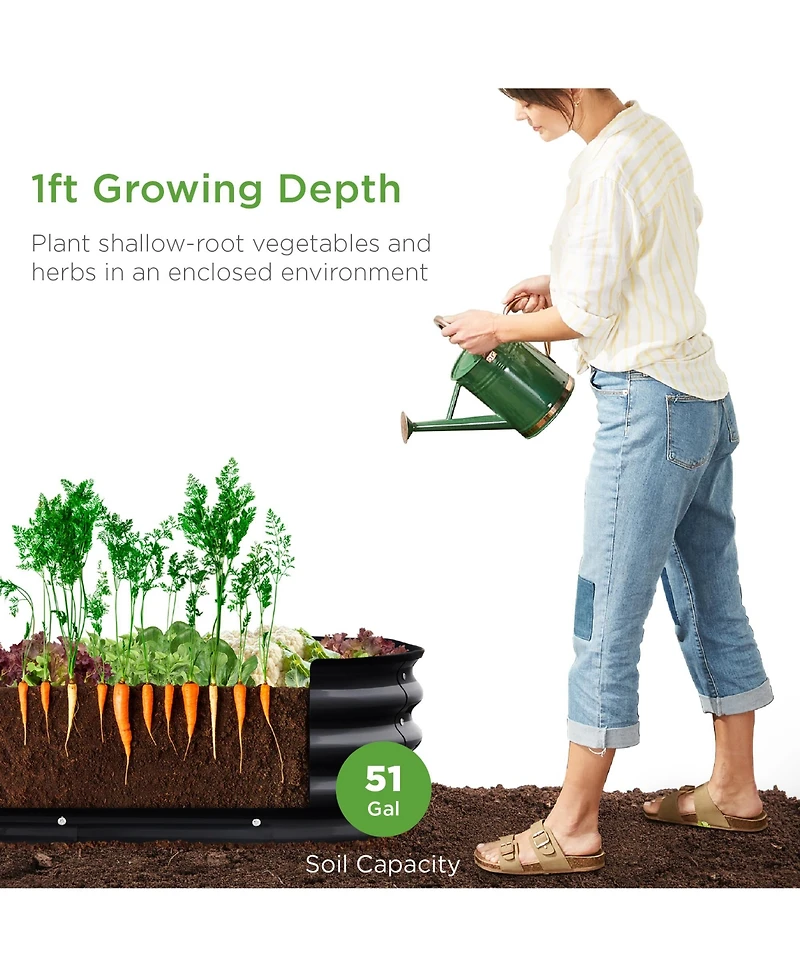 Best Choice Products 4x2x1ft Outdoor Raised Metal Oval Garden Bed, Planter Box for Vegetables, Flowers