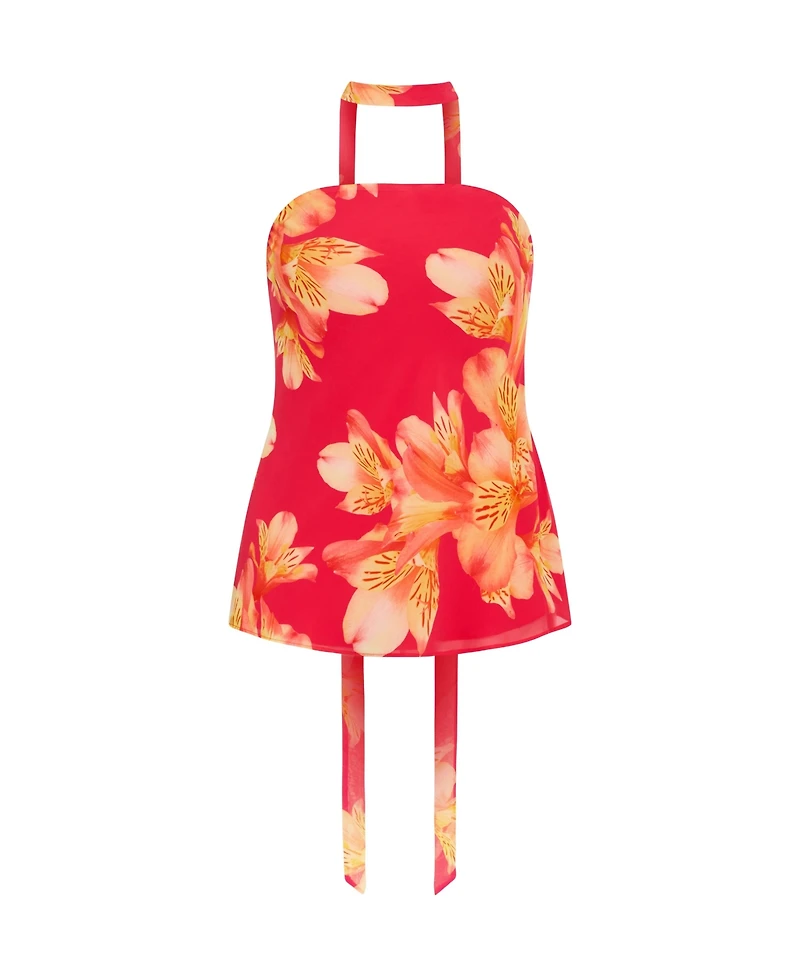 City Chic Women's Soiree Print Frill Detail Top