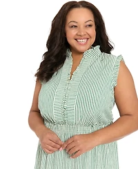 London Times Plus Sleeveless Slit Neck Maxi Dress