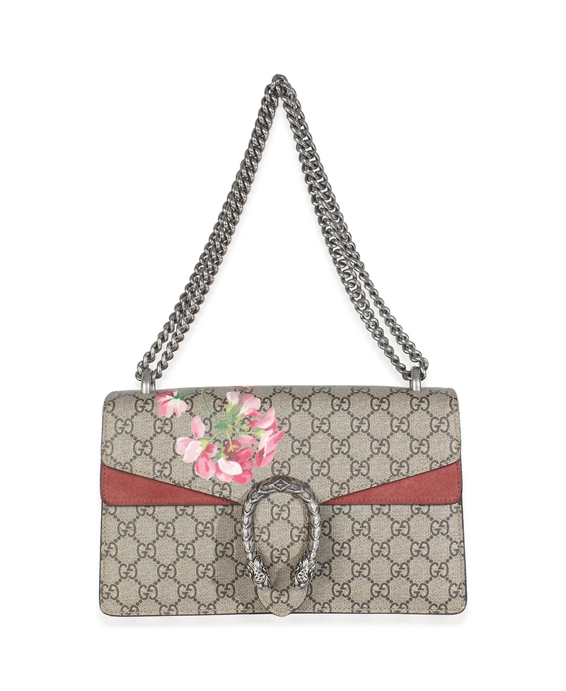 Pre-Owned Gucci Beige Multicolor Dry Rose Gg Supreme Canvas Blooms Medium Dionysus Bag