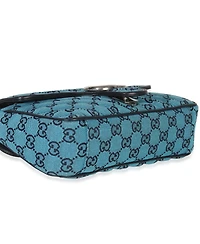 Pre-Owned Gucci Blue Gg Canvas Diagonal Small Gg Marmont Bag