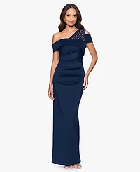 B&A By Betsy and Adam Petite One-Shoulder Sheath Gown
