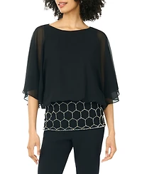 Msk Women's Embellished Popover Crewneck Blouse