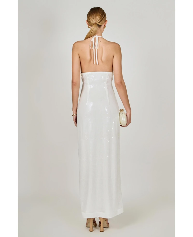 endless Rose Women's Haltered Sequins Maxi Dress