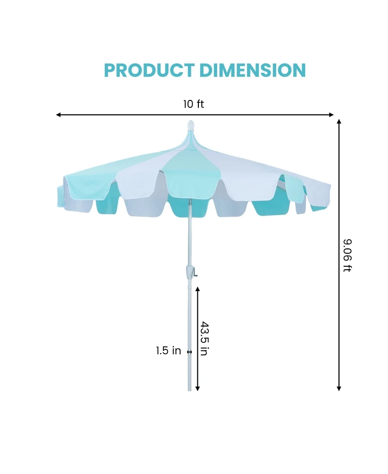 Mondawe 10 ft. Pagoda Patio Umbrella with Crank Lift and Tilt Adjustable
