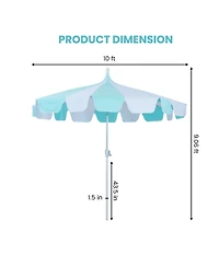 Mondawe 10 ft. Pagoda Patio Umbrella with Crank Lift and Tilt Adjustable